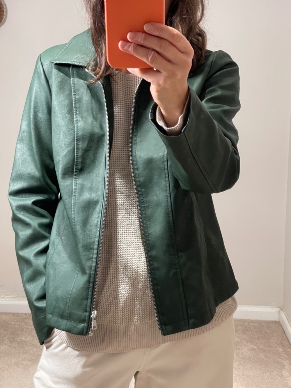 Baccini faux leather green jacket women PM